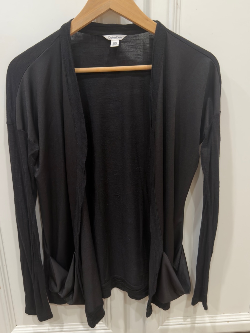 Calvin Klein Women's Black Open Drape Cardigan